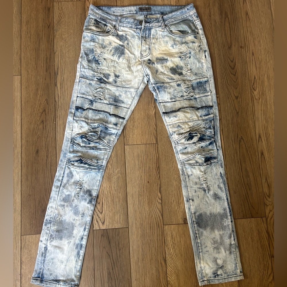 Men's Distressed Tie-Dye Jeans